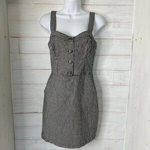 Hollister Womens Sleeveless Gingham Mini Dress  Size Small Black and White